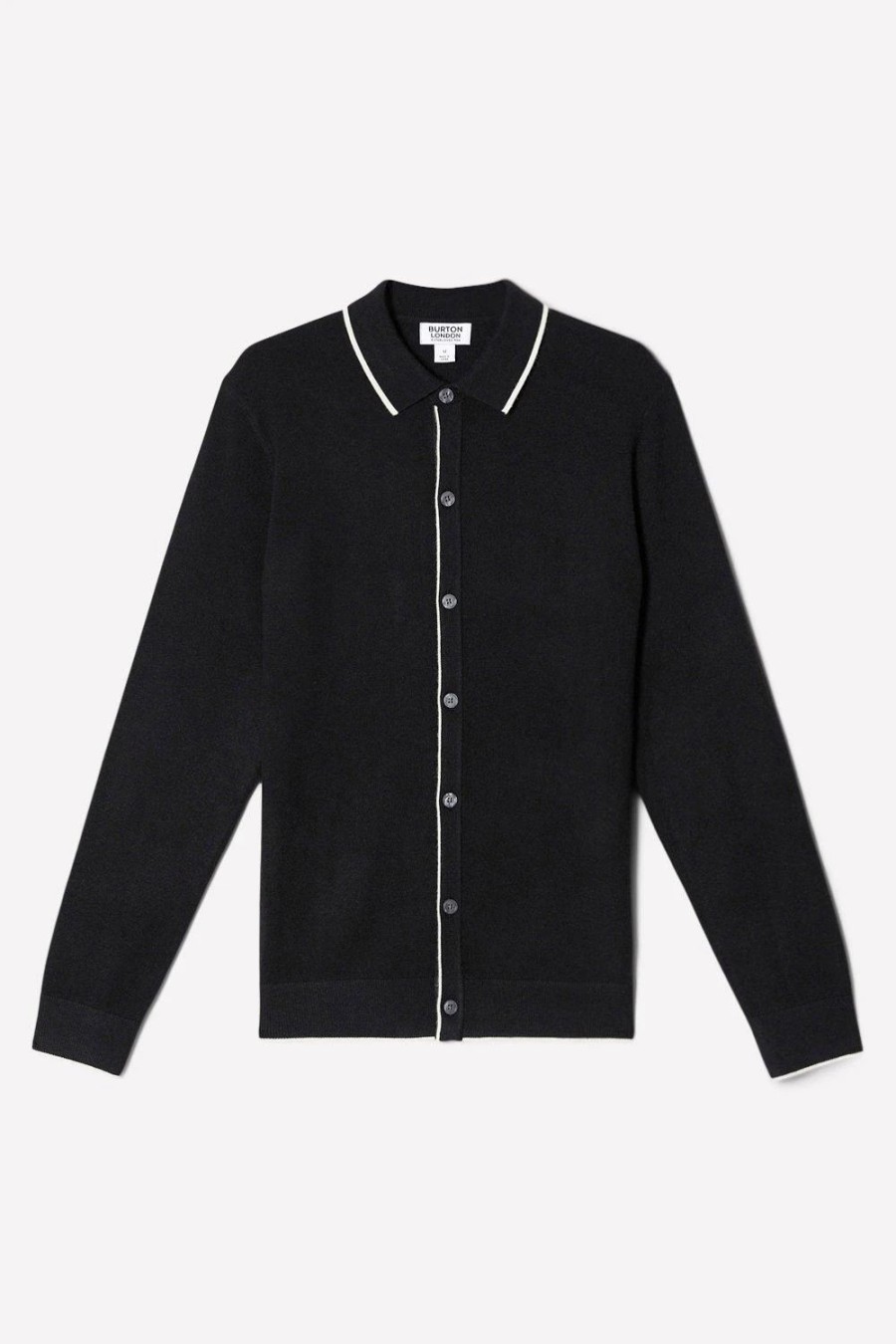 Polo Shirts * | Burton Super Soft Tipped Placket Knitted Shirt Black