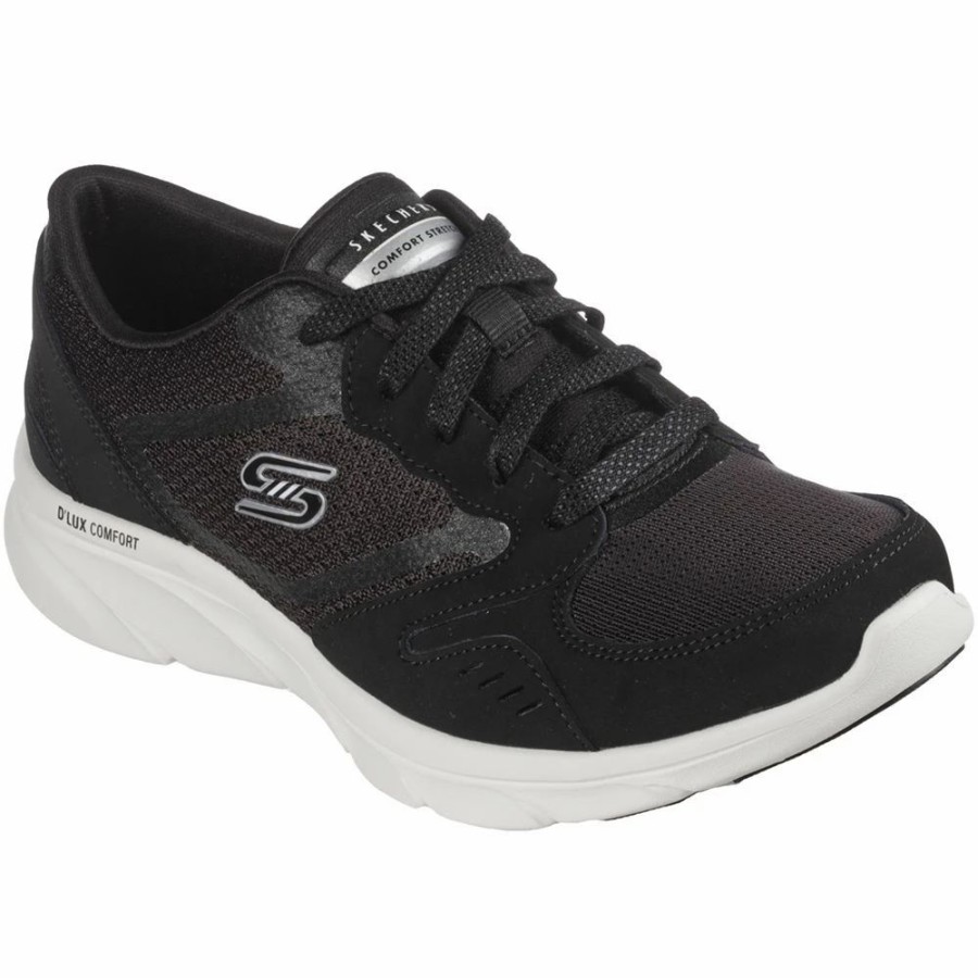 Shoes * | Skechers Womens D Lux Comfort Plenty Success Trainers Black White