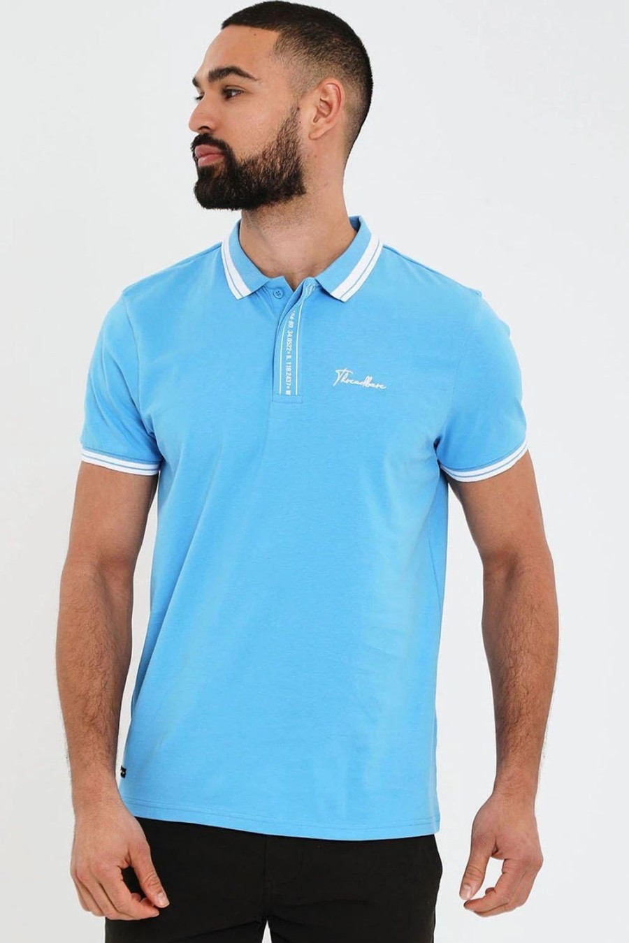 Polo Shirts * | Threadbare 'Kingman' Cotton Jersey Logo Polo Shirt Blue