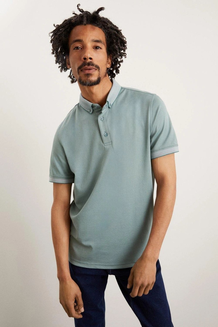 Polo Shirts * | Burton Short Sleeve Jacquard Collar Polo Green