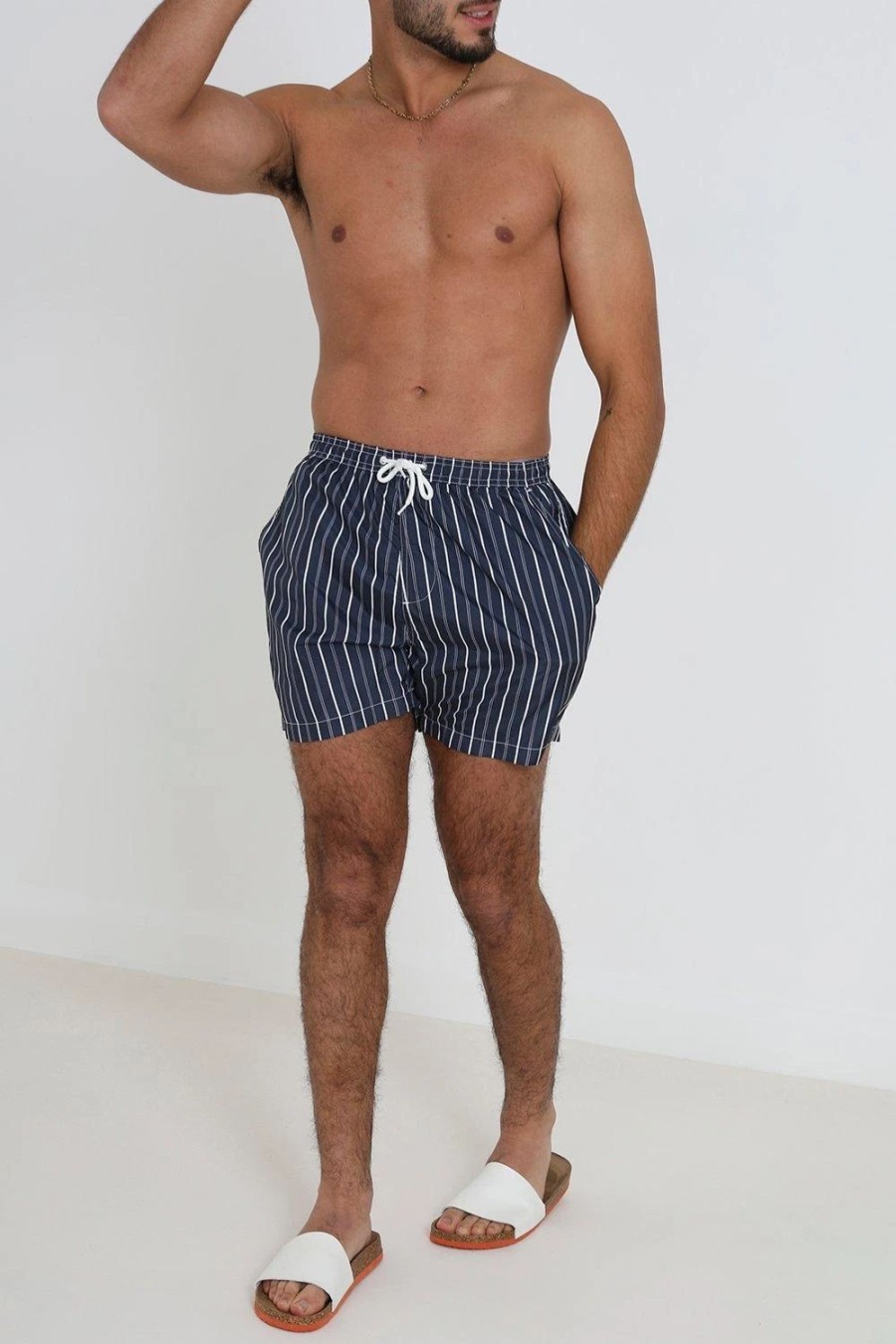 Swim Shorts * | Brave Soul 'Yacht' Stripe Swim Shorts Blue